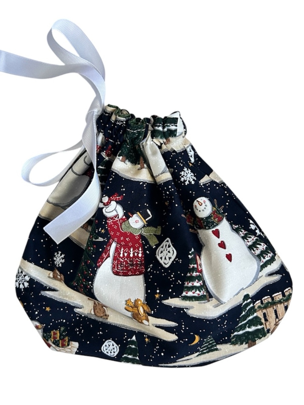 Hand Crafted Colorful Festive Snowmen Themed Eco Friendly Reusable Gift Bag